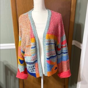 Moon & Madison Multicolor Patterned Cardigan Size M